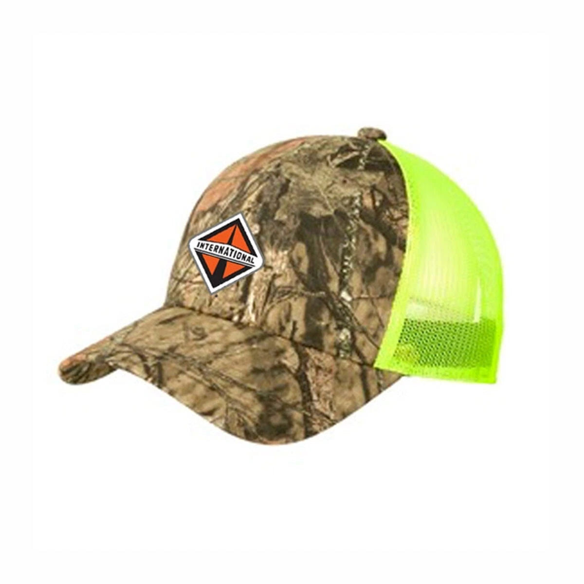 Structured Hi-Vis Yellow Camouflage Mesh Back Cap for International Trucks