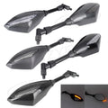 Pair LED Turn Signals Brake Light Handle Bar Rearview Mirrors Universal