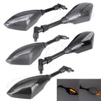 Pair LED Turn Signals Brake Light Handle Bar Rearview Mirrors Universal