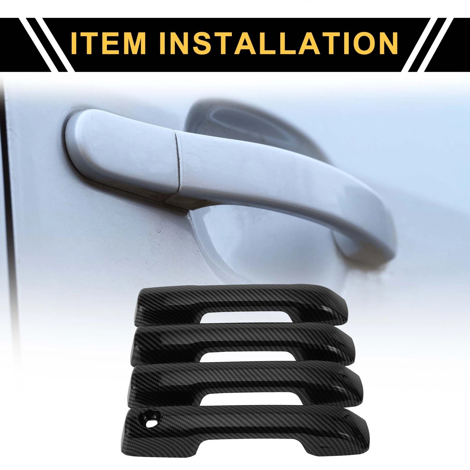 Set of 4 Car Exterior Door Handle Covers for Toyota Tundra (2022) Carbon Fiber Black