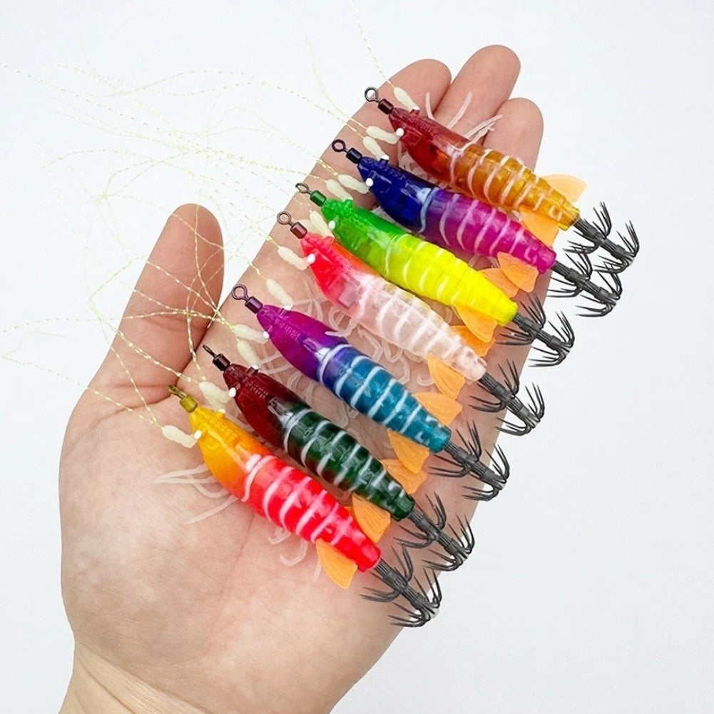 Glow in Dark Shrimp Lure for Fishing with Rattling Beads and Soft Legs