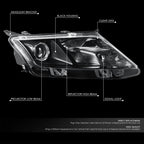 Right Side Black Projector Headlight Lamp for Ford Fusion (2010–2012)