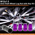 M12x1.5 Tire Wheel Locking Nut Set with 1 Socket Key for Honda Toyota