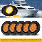 5x 2 Inch DOT Round Amber LED Side Marker Lights for Truck