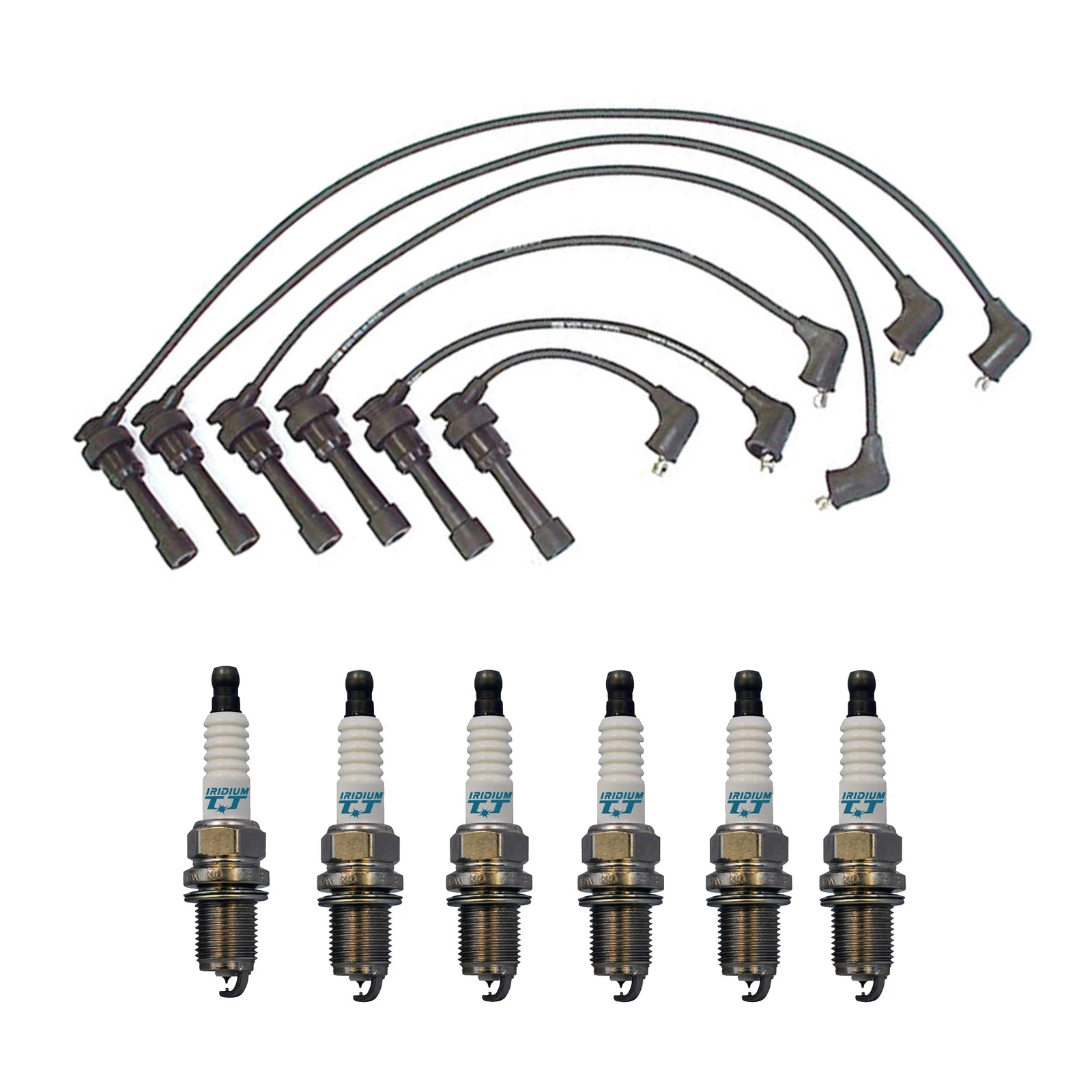 Denso 7mm Wire Set & 6 Iridium TT Spark Plugs for Dodge Mitsubishi (3.0L)