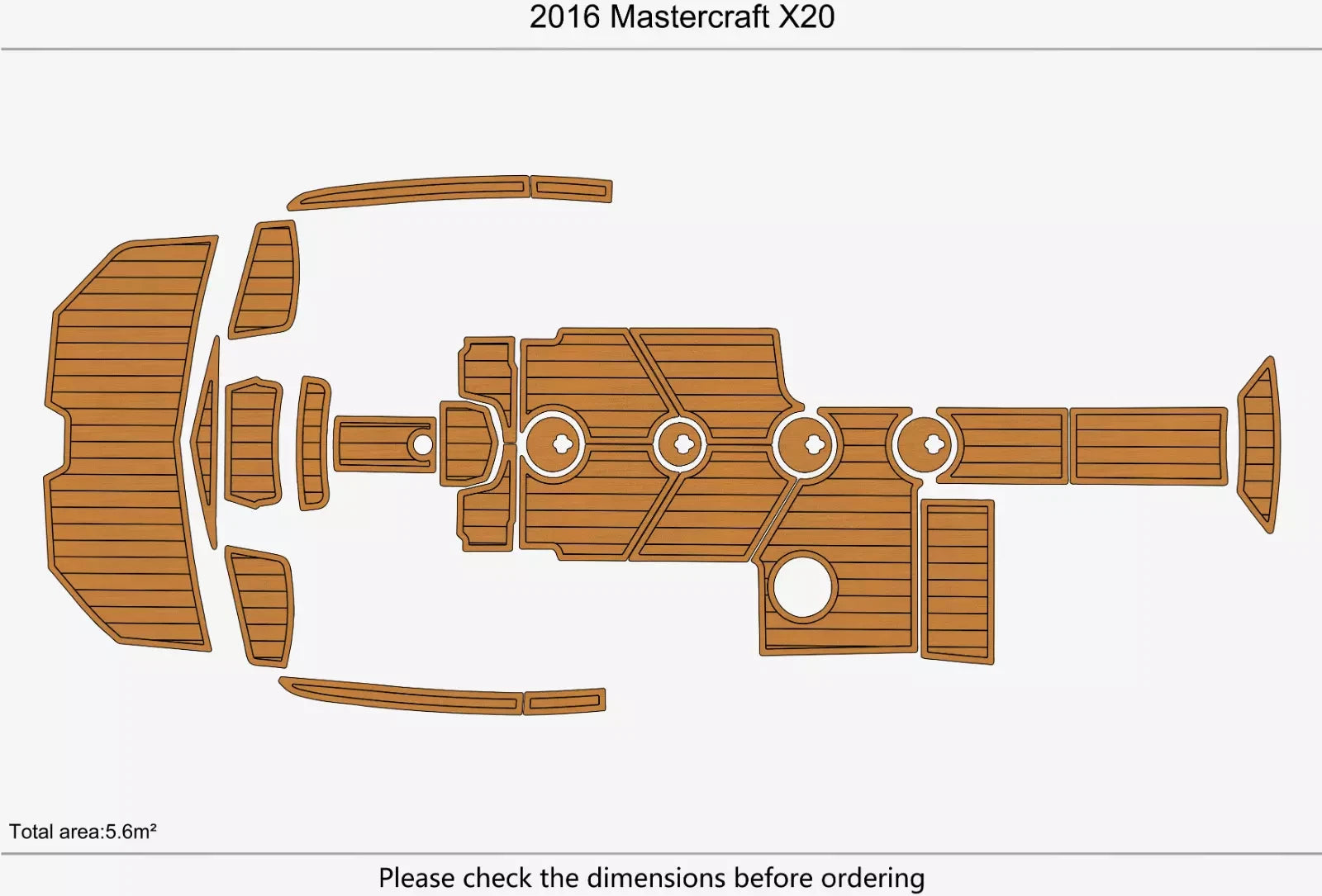 EVA Foam Faux Teak Deck Flooring for Mastercraft X20 (2016)