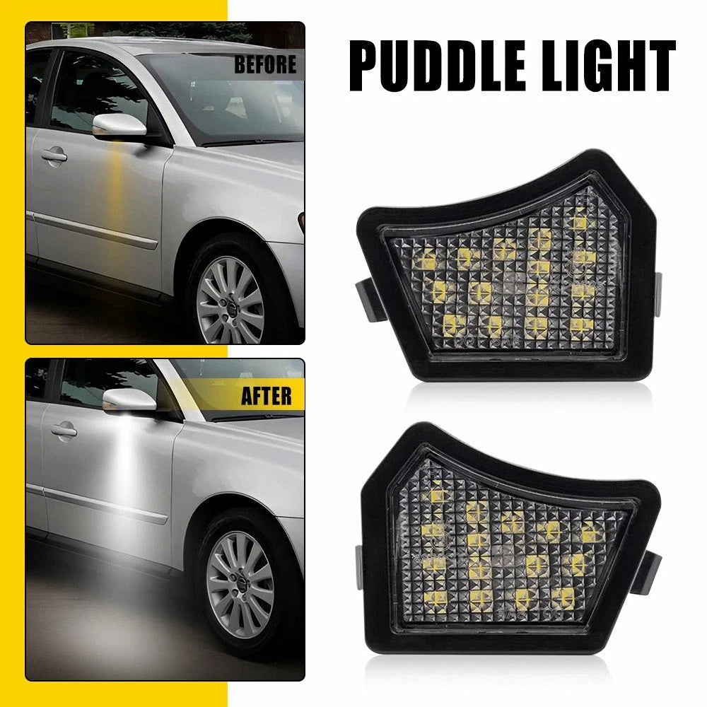 2X 6000K White LED Under Side Mirror Puddle Lights for Volvo Jaguar V