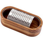 Cheese Preparation Tool with Stainless Steel Grater and Wood Box