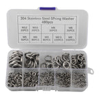 480pcs Assorted Spring Lock Washers Stainless Steel for Construction