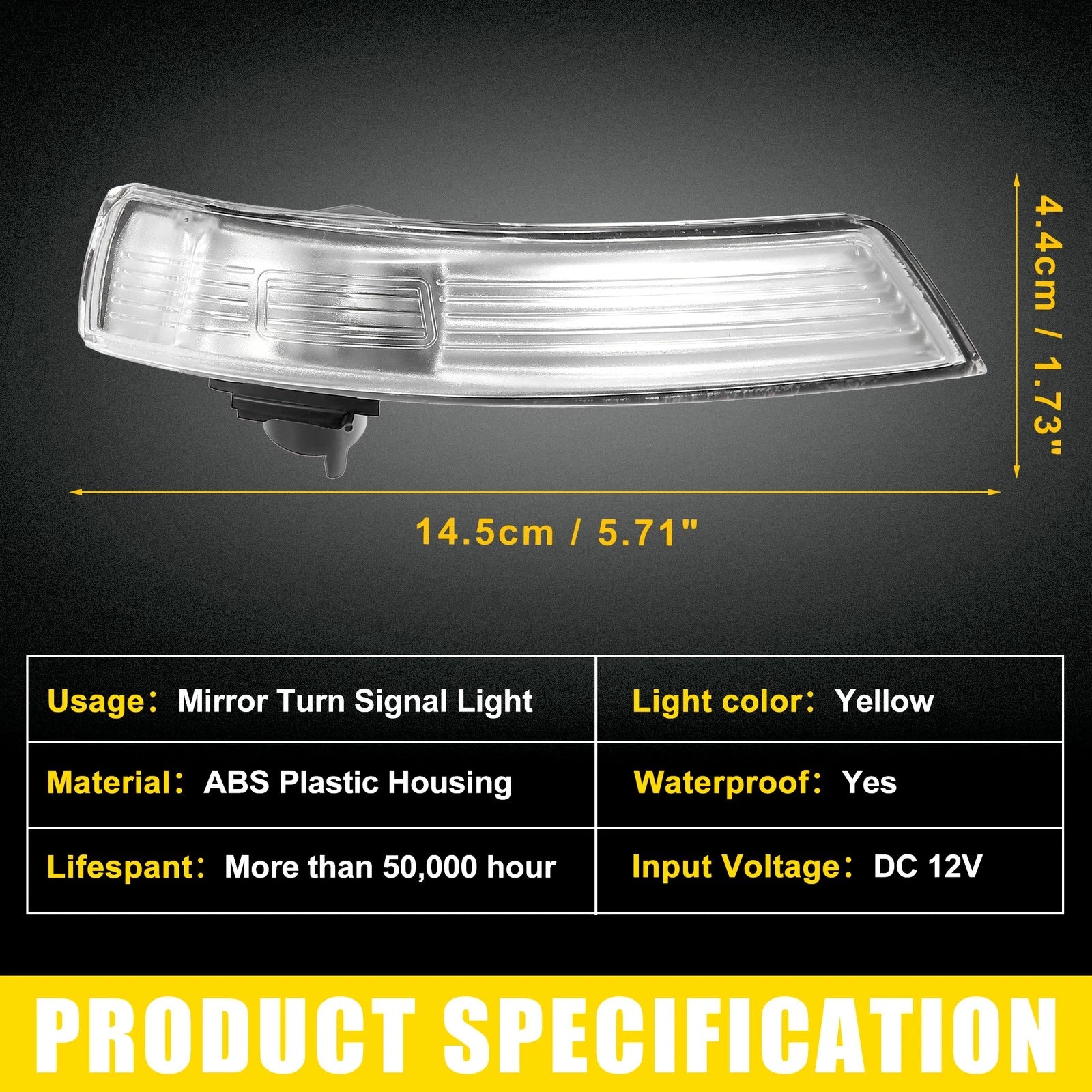 Front Left Side Mirror LED Turn Signal Light No.CJ5413B384AB for Ford Focus (2012–2018)