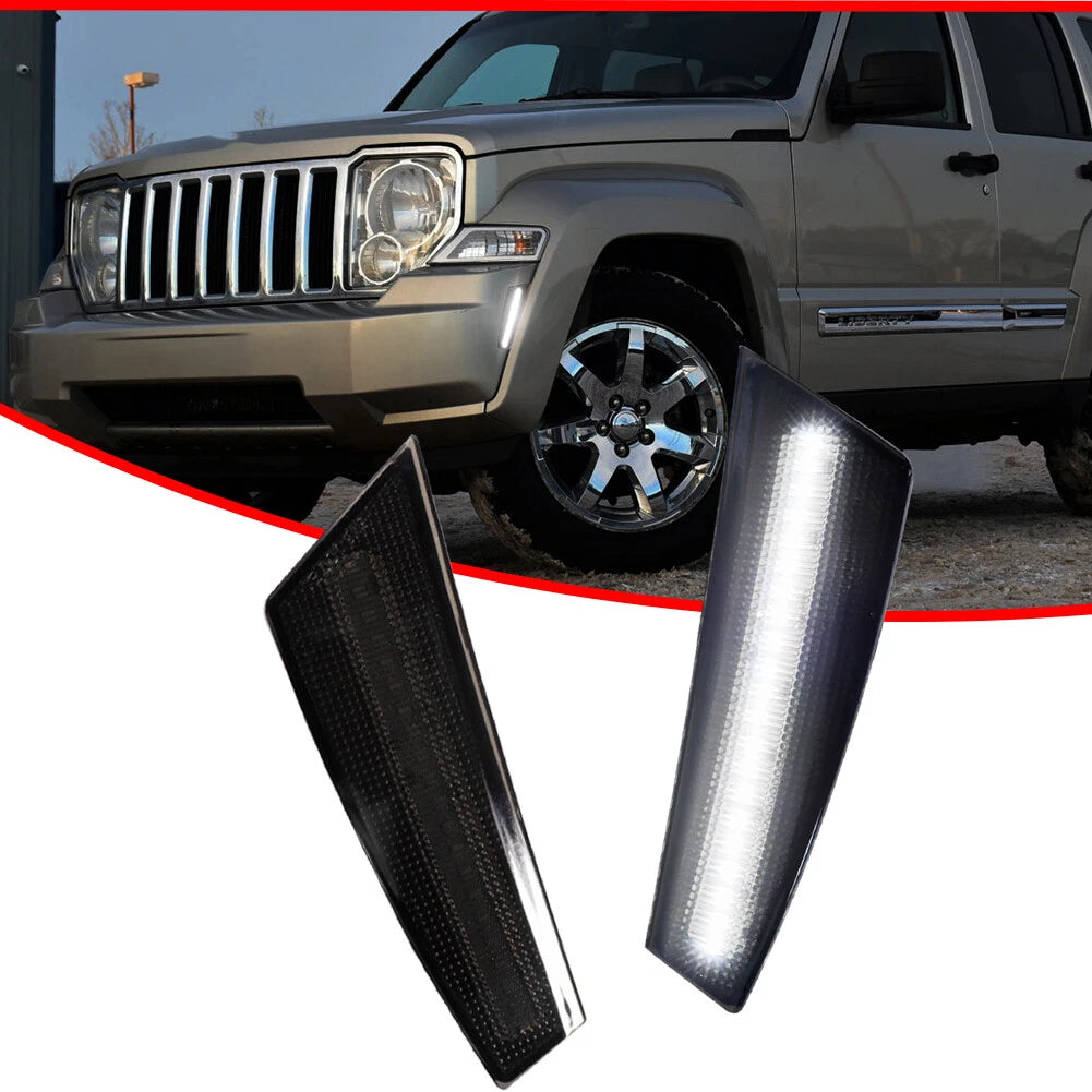 Smoked Lens LED Front Bumper Side Marker Lights for Jeep Liberty (2008–2012)