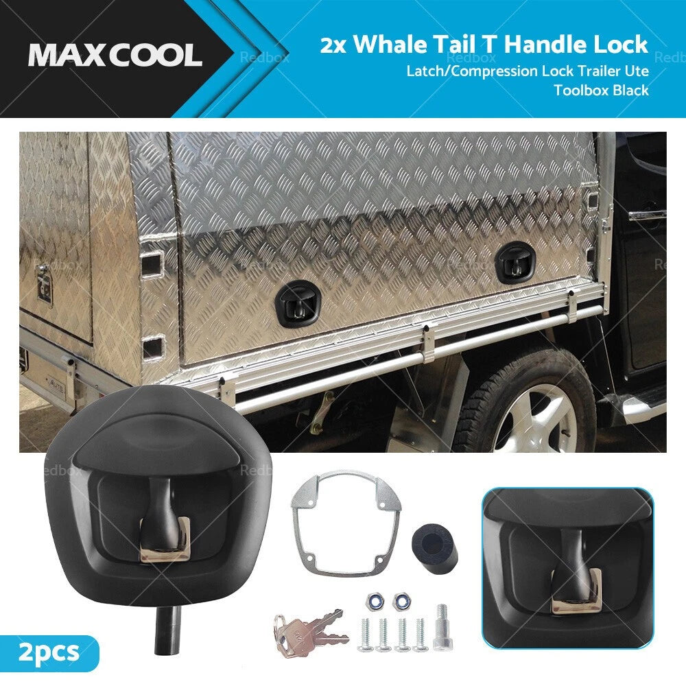 2X Whale Tail T Handle Lock Latch Compression Lock for Ute Canopy Trailer Toolbox