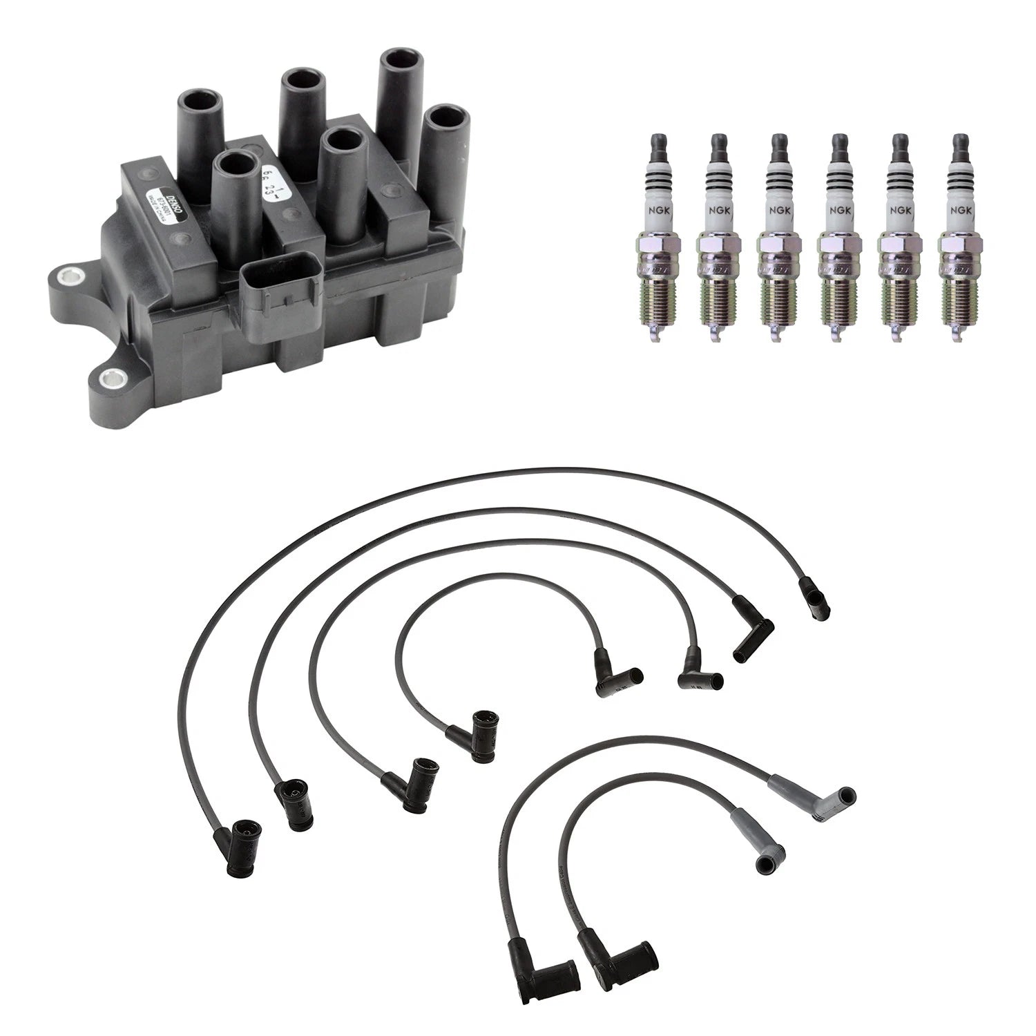 Set of 6 Denso Ignition Coil Wires & NGK Iridium Spark Plugs for Ranger 3.0 V6