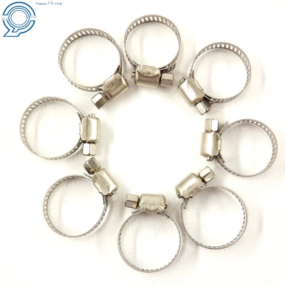 Set of 50 Stainless Steel Hose Clamps for Fuel Line (Adjustable)