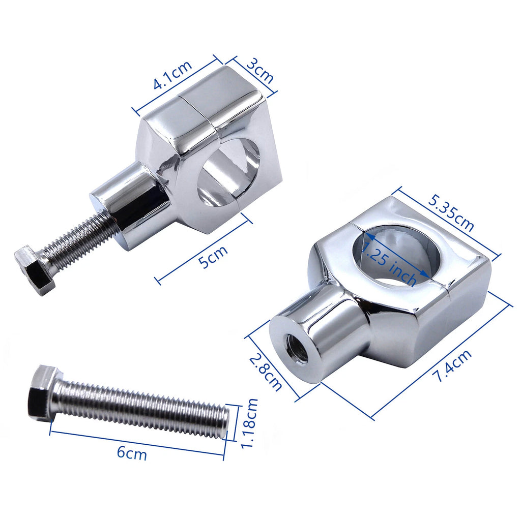 CNC Chrome Handlebar Riser Clamp for Harley Cruisers (1.25", 31.25mm)