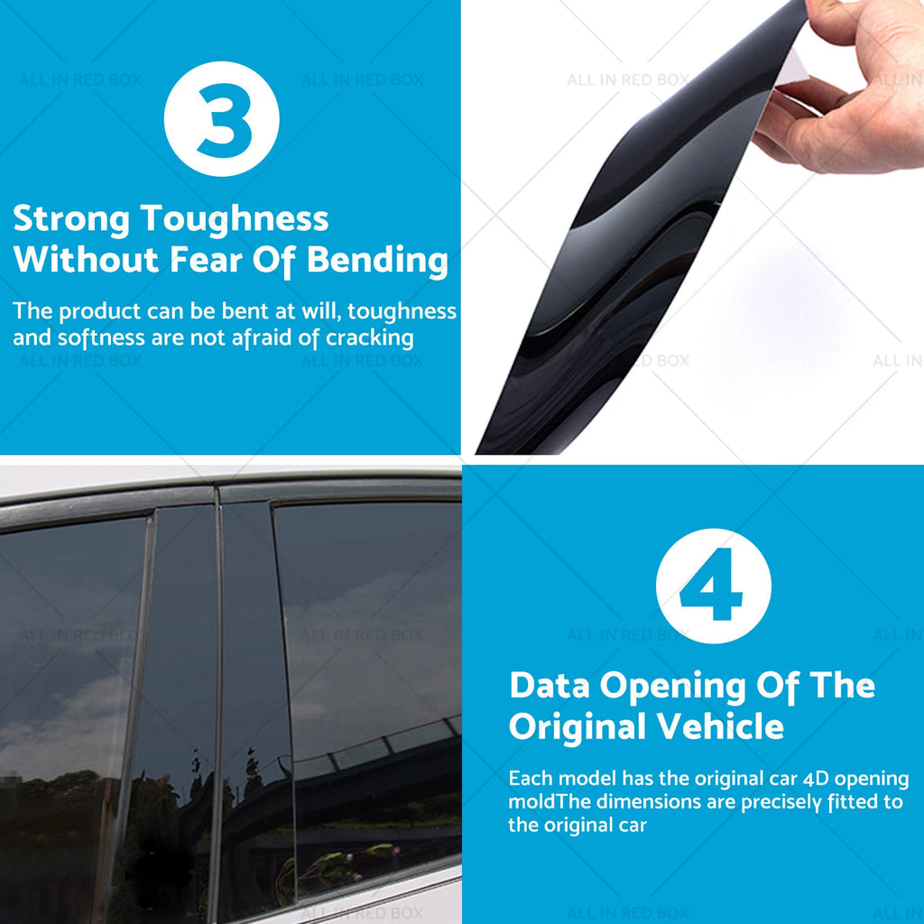 Set of 6 Black Window Trim Covers for Cadillac CTS (2014–2020)