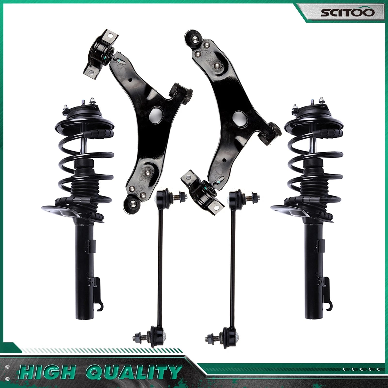 Front Struts Lower Control Arm w/ Ball Joints Sway Bars for Ford Focus (2008–2010)