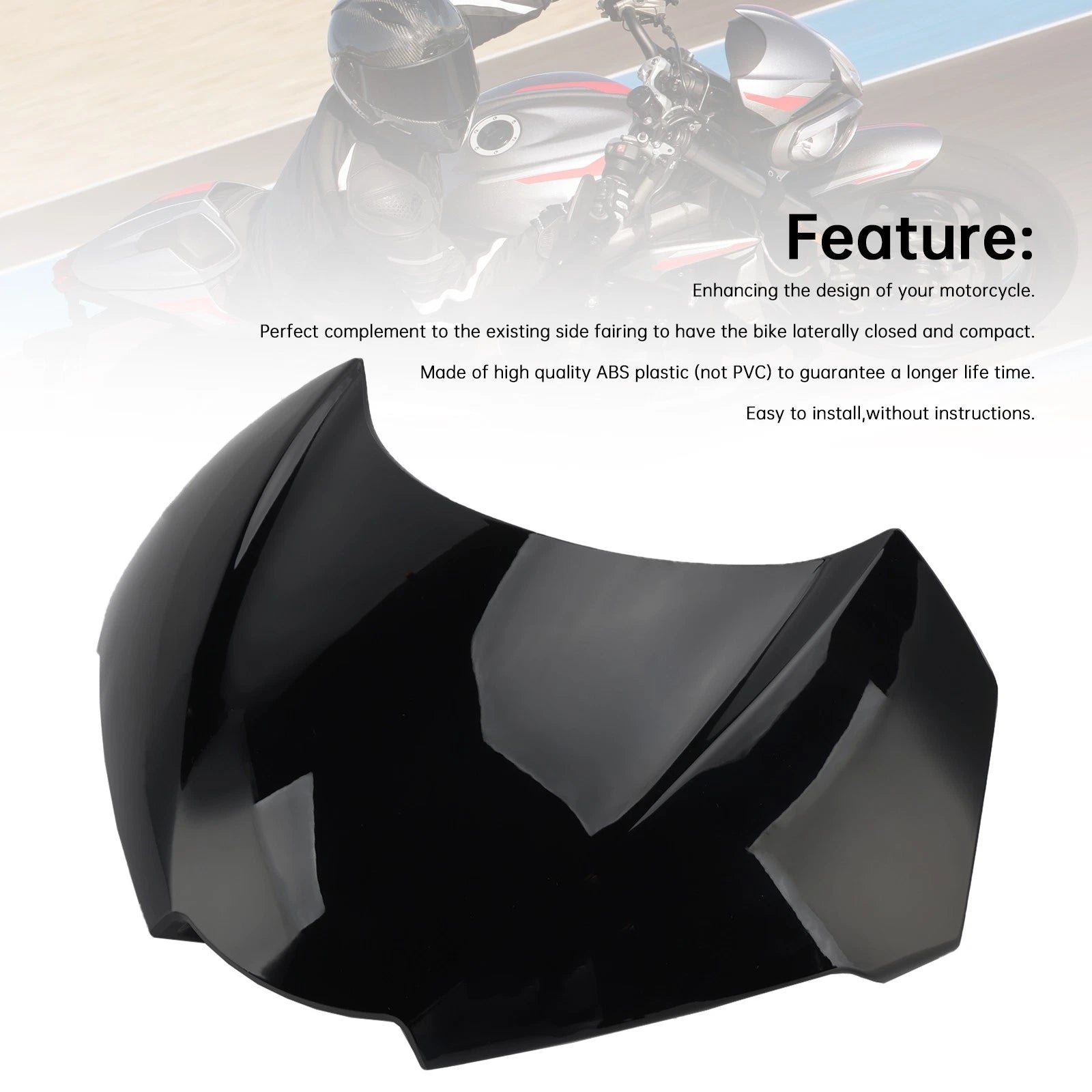 Front Nose Headlight Cover Fairing for Street Triple 765 R/RS (2020–2022) Black