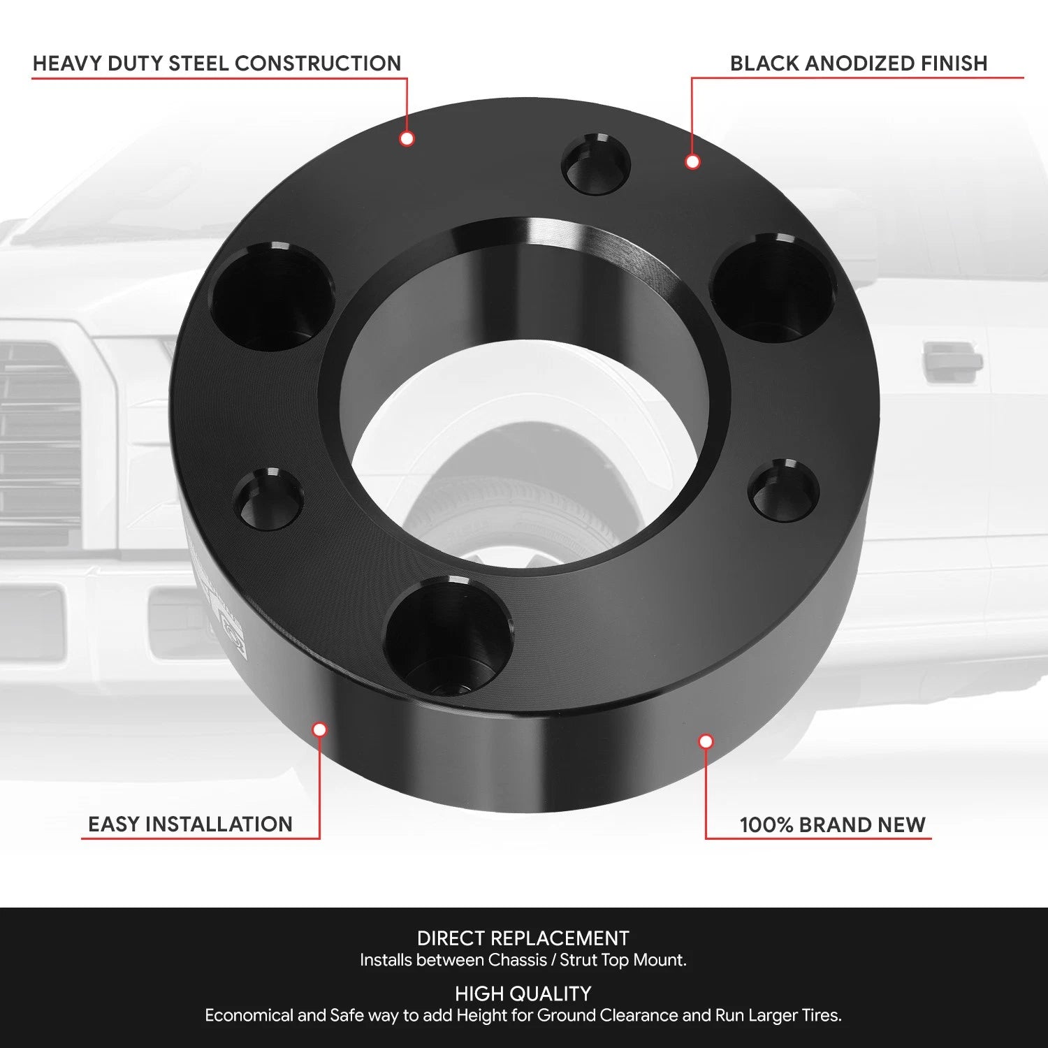 3" Billet Aluminum Front Strut Top Mount Lift Kit Spacer for Ford F-150 (2004–2024)