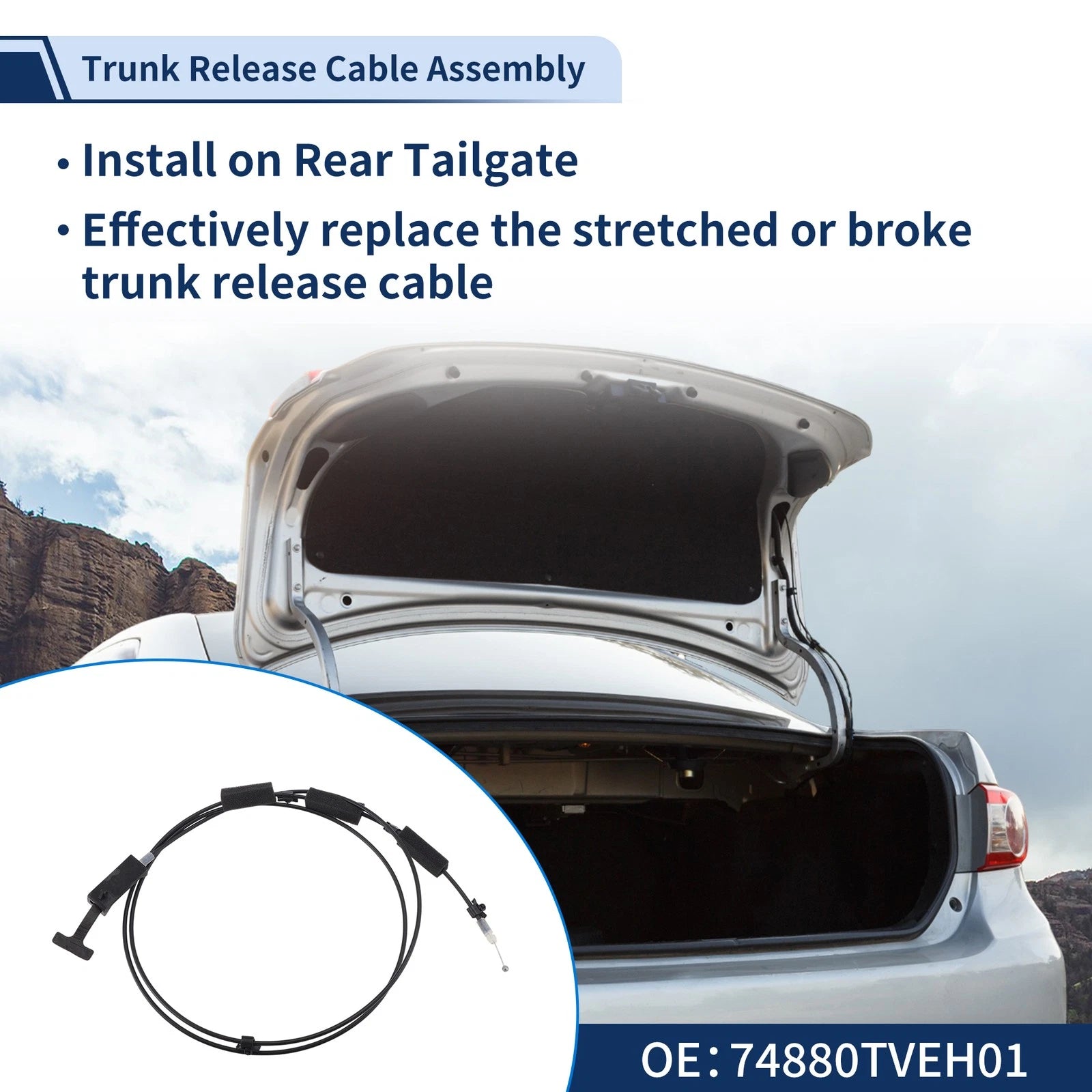 Trunk Lid Release Cable for Honda Accord (2018–2022) No.74880TVEH01
