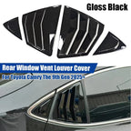 Rear Window Gloss Black Vent Louver Covers for Toyota Camry (2018–2024)