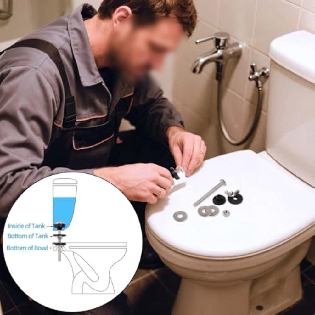 Stainless Steel Toilet Tank Bolts Replacement Kit (Rust Resistant)