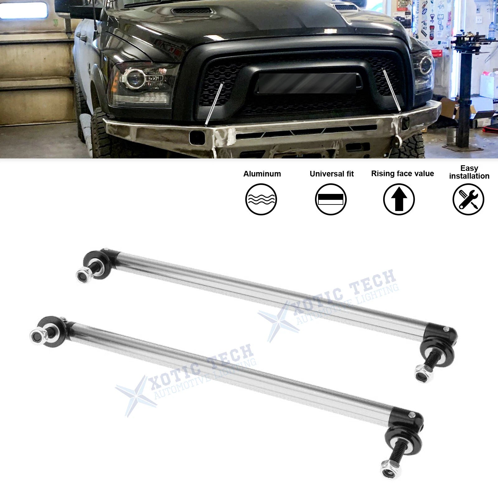 Rear Diffuser Strut Rod Support Bar for Lincoln Rivian 2Pcs Silver (2020–2025)