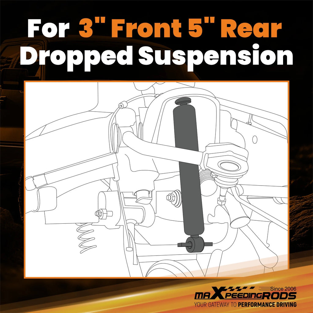 3" 5" Drop Shock Kit for Ford F150 F100 2WD (1980–1996)