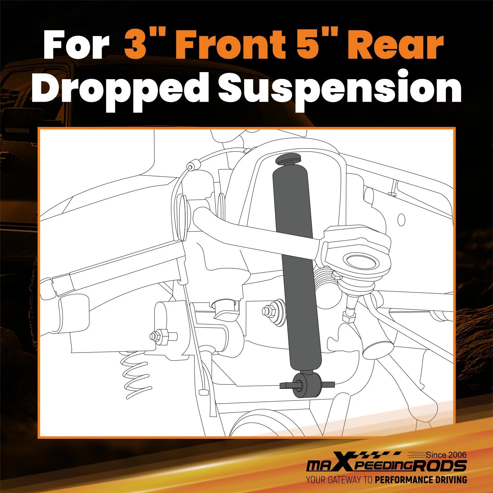 3" 5" Drop Shock Kit for Ford F150 F100 2WD (1980–1996)