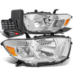 Pair Chrome Amber Signal Headlight Lamps for Toyota Highlander (2008–2010)