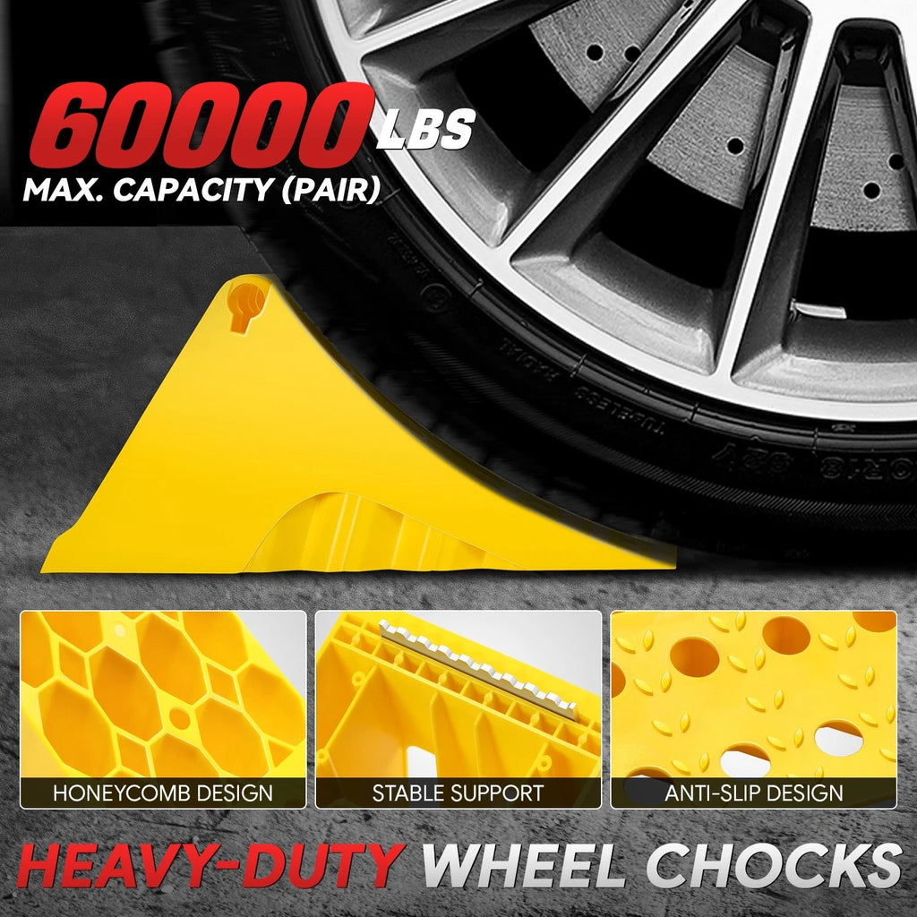 Stackable Wheel Chock with Handle for Universal Use (60000 lbs Capacity)