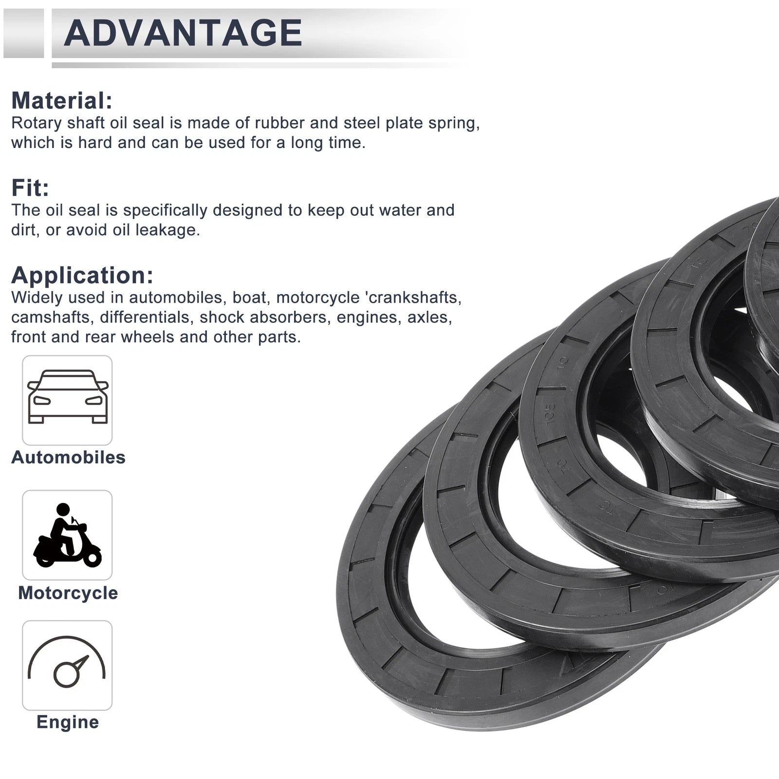 Set of 5 Oil Seal Rotary Shaft Seal for Various Models (70x105x10mm)