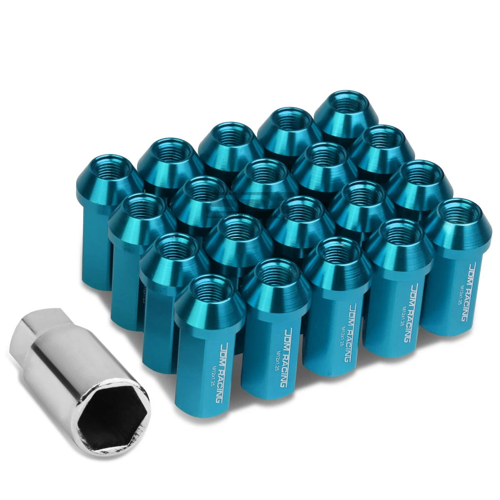 20 PC Closed End M12x1.25 50mm Tall Orange Aluminum Lug Nuts + Adapter