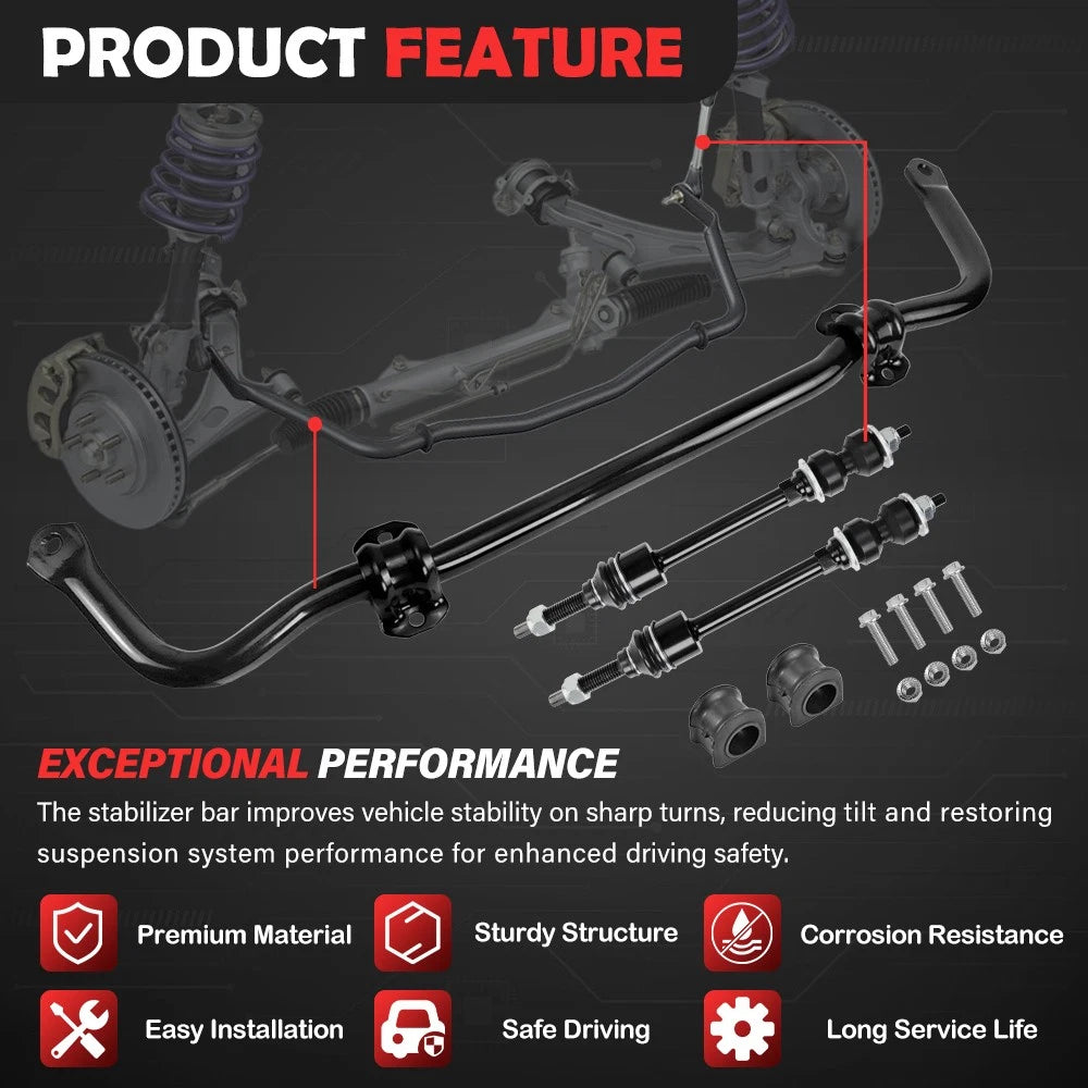 Stabilizer Sway Bar Front for Ram 1500 4WD (2011–2018) 55398938AC 55398938AB