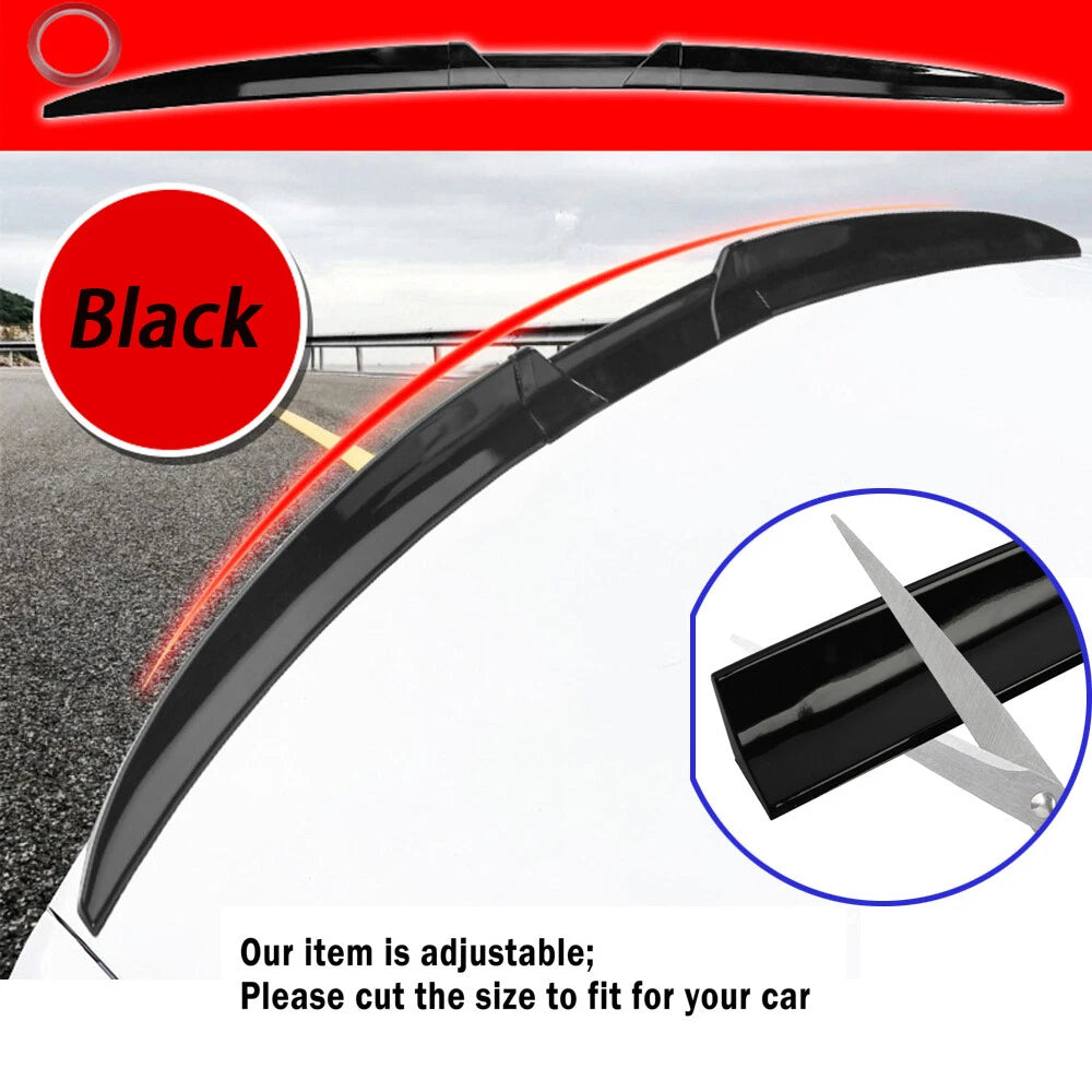 Rear Trunk Spoiler Lip for Universal Sedan (Glossy Black)