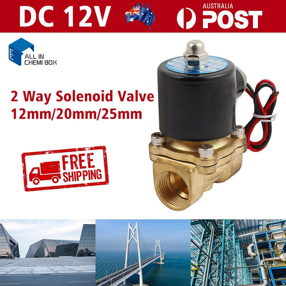 2 Way Solenoid Valve for DC 12V (Water, Air, Gas, Oil)