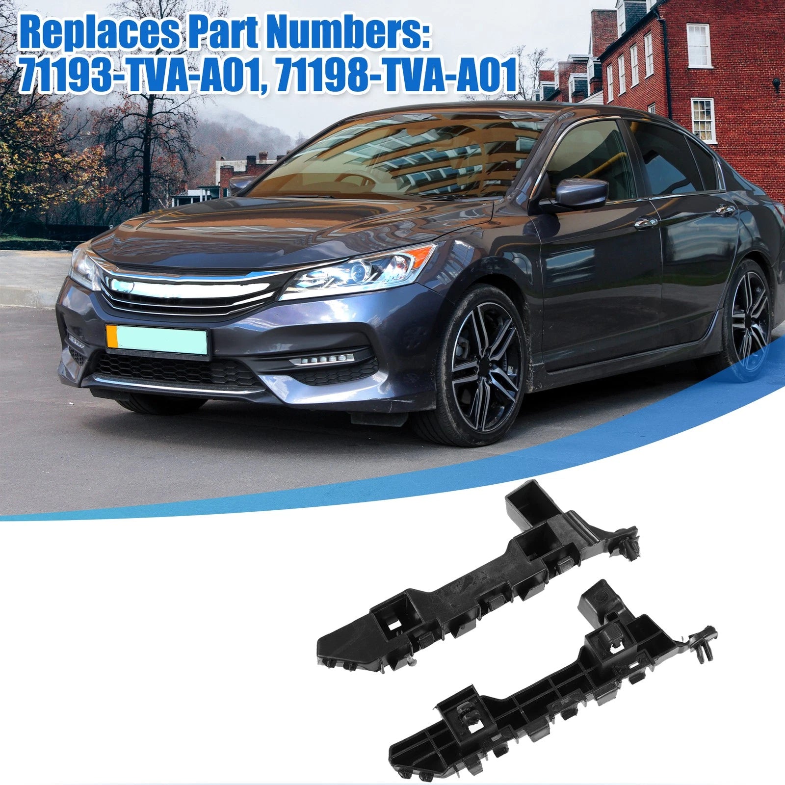2X Front Bumper Bracket 71193-TVA-A01 for Honda Accord (2018–2022) Black