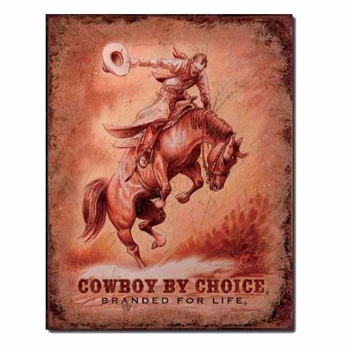 Vintage Replica Tin Metal Sign for Cowboy Bronc Rodeo Horse (1832)