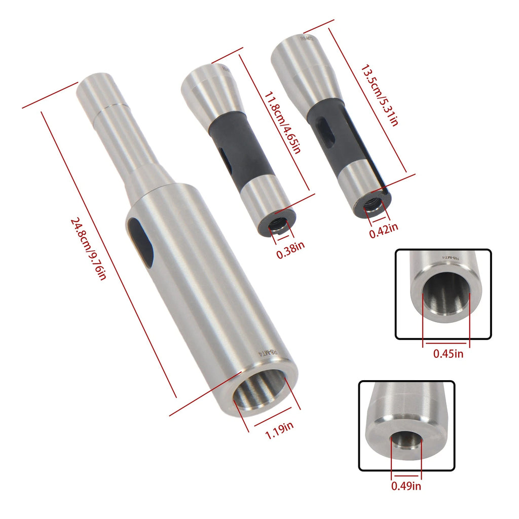 Set of 4 R8 Shank Sleeves for Industrial Machines (1MT–4MT)