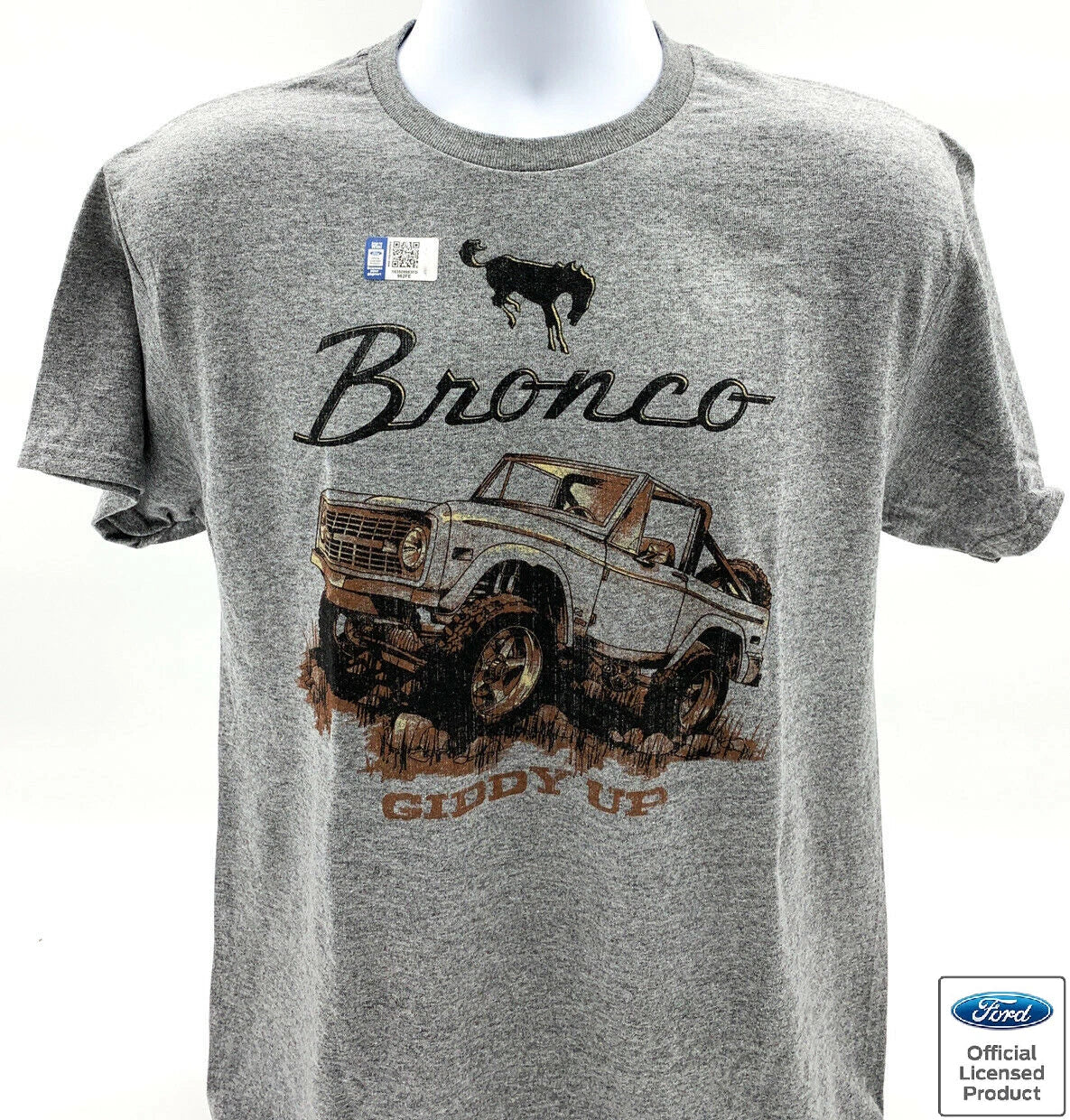 Ford Bronco T-Shirt Gray 1966–1977 Emblem Script for 1st Generation