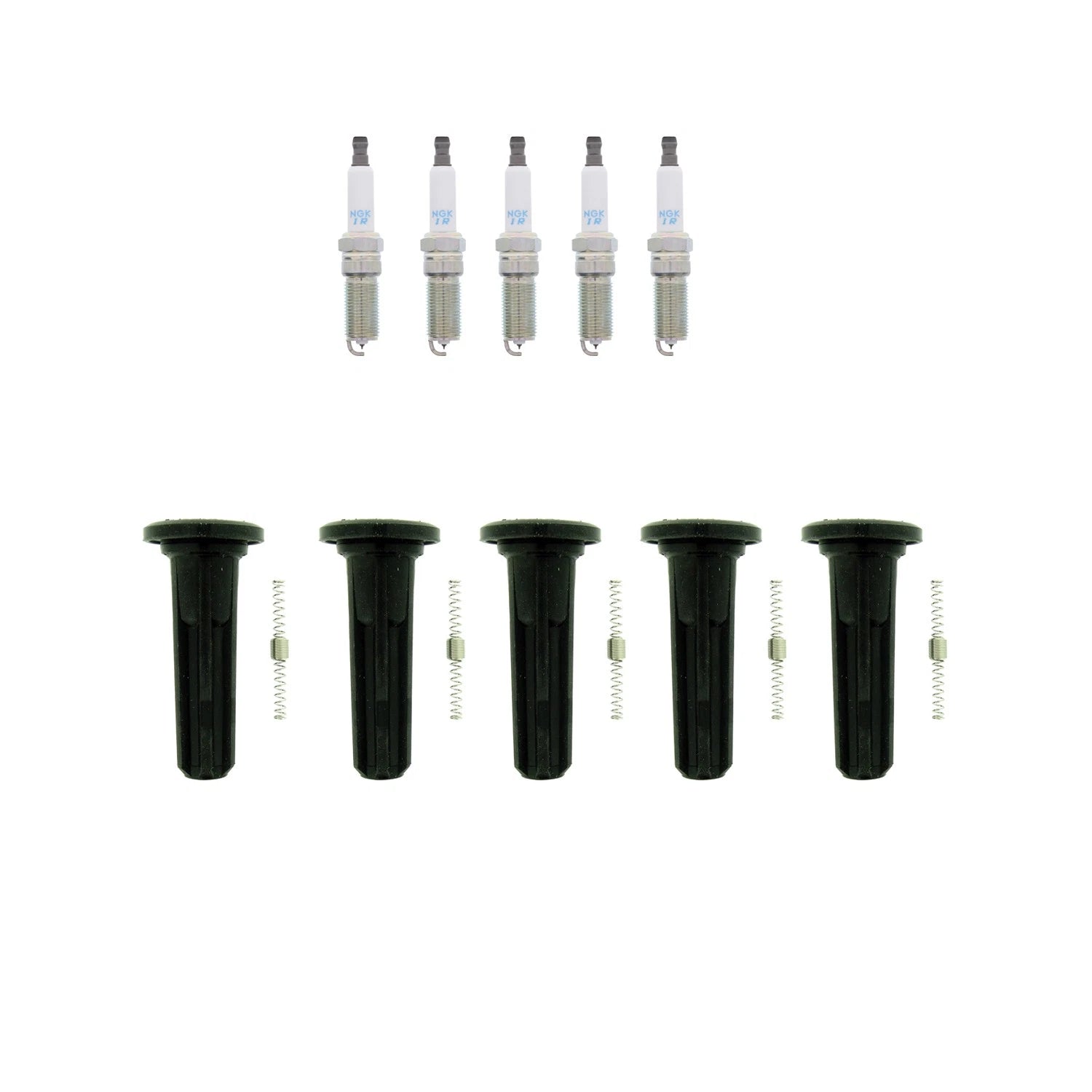 NGK 5 Laser Iridium Spark Plugs & Coil Boots Kit for Canyon Colorado H3 H3T (2004–2012)