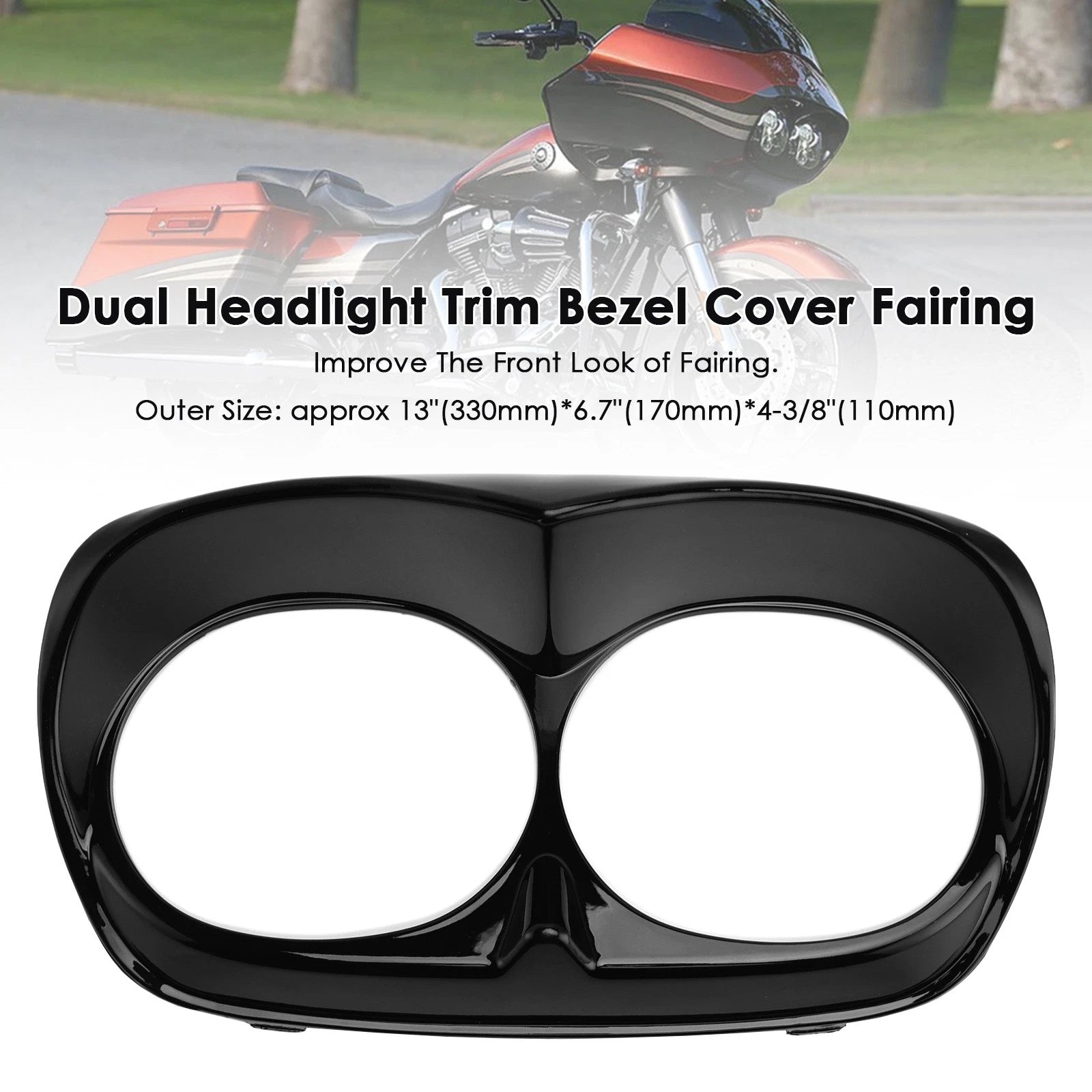 Dual Headlight Trim Bezel Cover for Harley Road Glide (1998–2013) Black