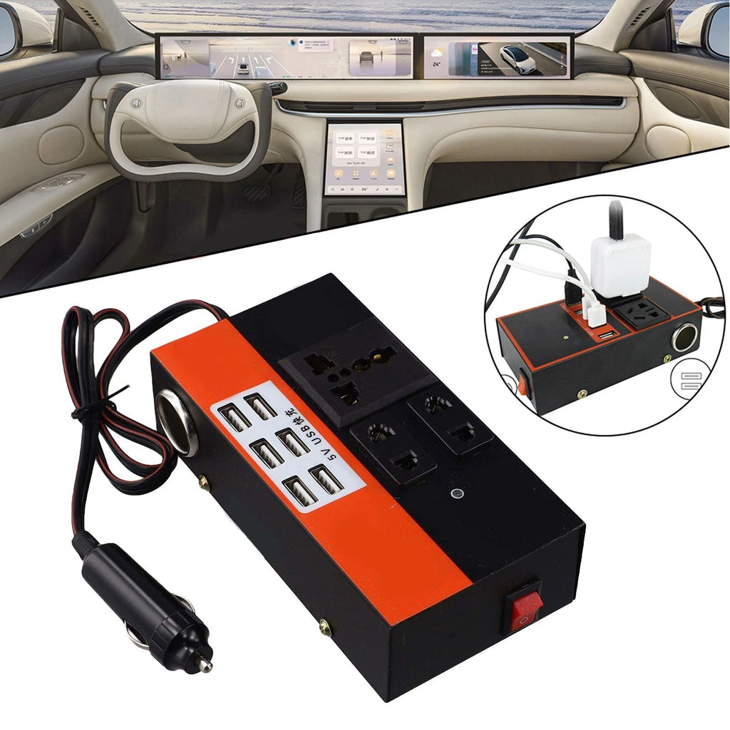 Car Inverter DC 12V/24V to DC 110V/220V Converter with 6 USB Ports