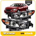 Headlight Assembly Pair for Mazda 6 (2014–2017) Black Housing