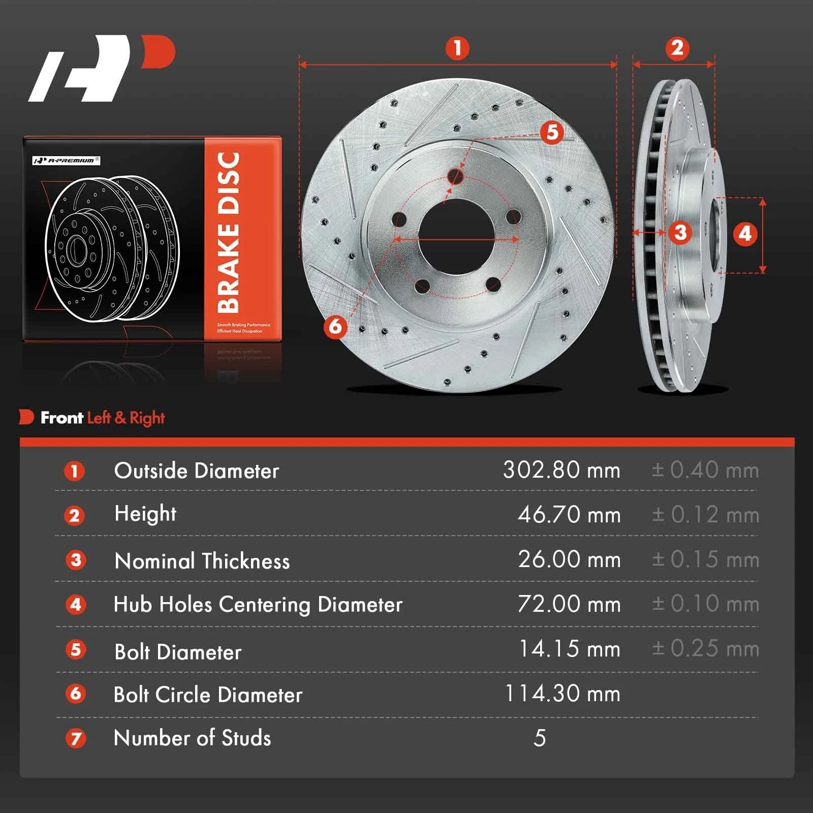 Front Side Drilled Brake Rotors for Ford Escape (2005-2012)