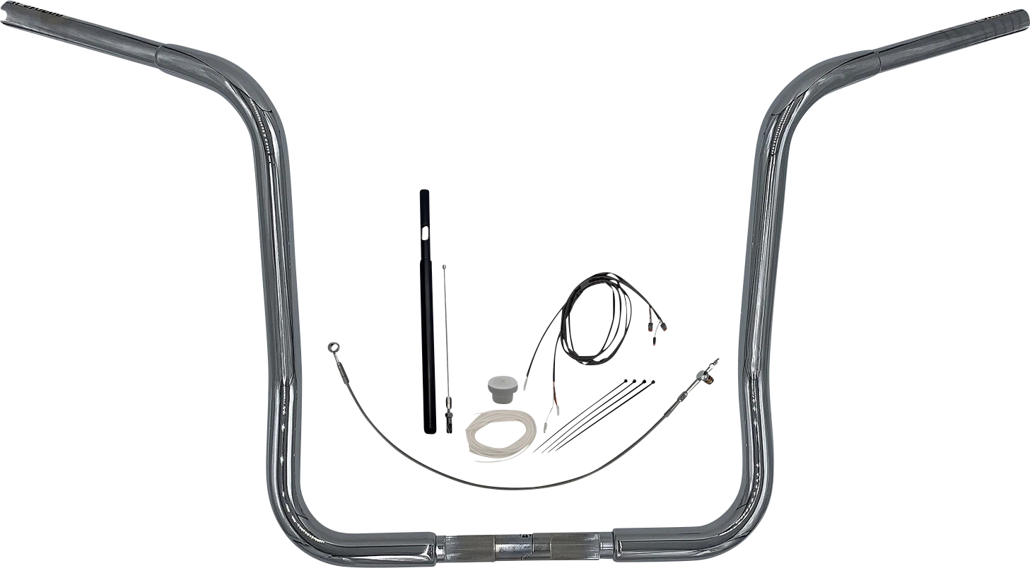 1-1/4" EZ Install Round Top Handlebar Kit for Harley (919416) - Chrome 16"