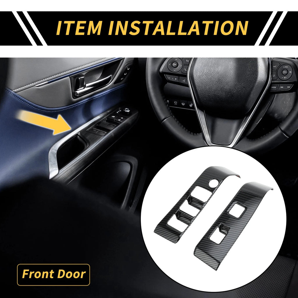 Set of 2 Carbon Fiber Pattern Front Door Window Switch Panels for Toyota Tacoma (2016–2023)