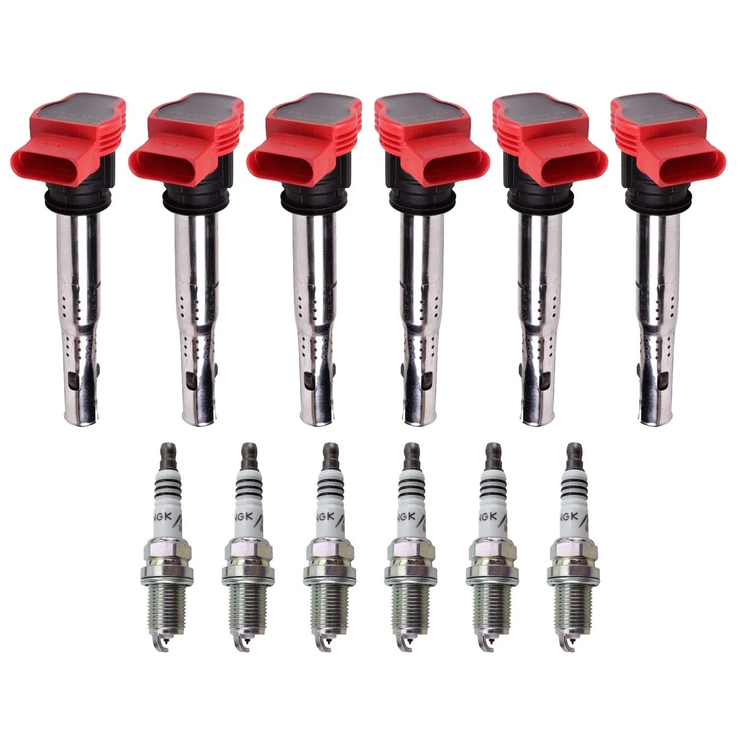 Set of 6 Ignition Coils & NGK Iridium IX Spark Plugs for Audi A5 A6 Q5 (2005–2012)