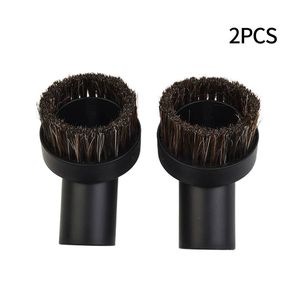 Set of 2 Horse Hair Round Dusting Brushes for Vacuum Cleaner Attachment