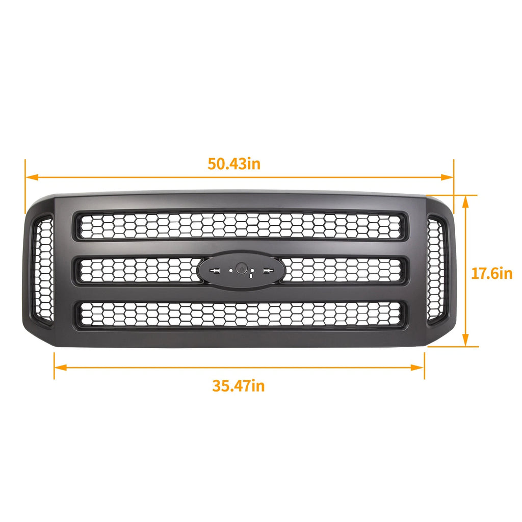 Grille Assembly for Ford F250 F350 Super Duty (2005–2007) Black Painted